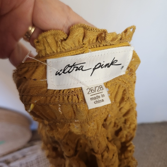 Ultra Pink Mustard Yellow Off Shoulder Lace Boho Top New Plus Size 26/28 4X - Picture 6 of 10